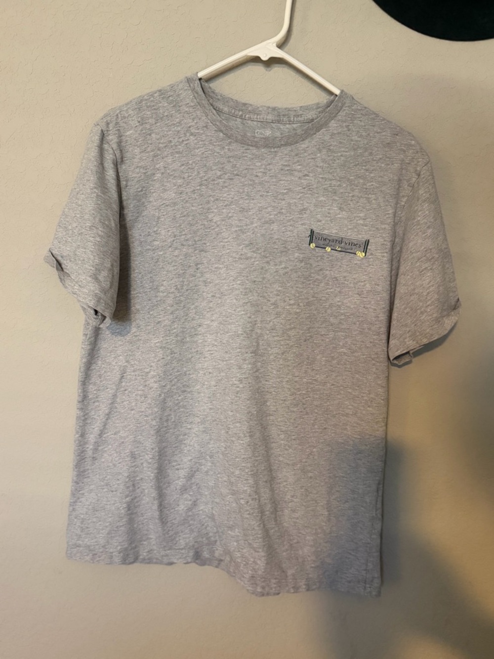 Vineyard Vines Heather Gray Tennis Net Logo Tee with Yellow Balls